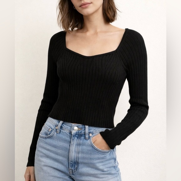 Sweaters - Cropped fitted black sweater. Women’s size XS. NWOT